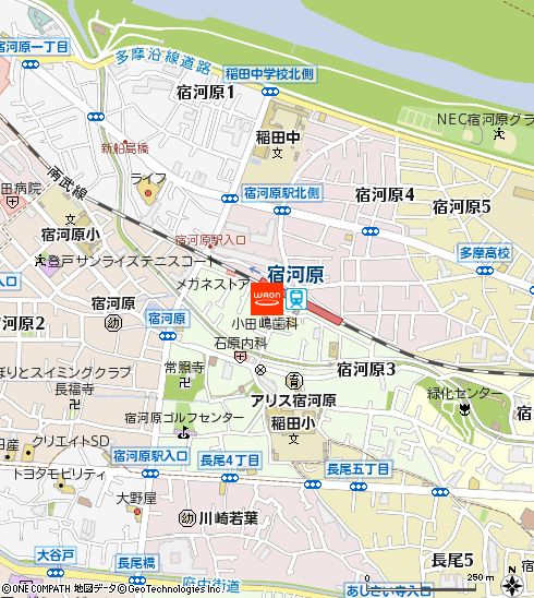 まいばすけっと宿河原駅前店付近の地図
